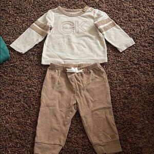 Calvin Klein Cream and Brown Baby Set